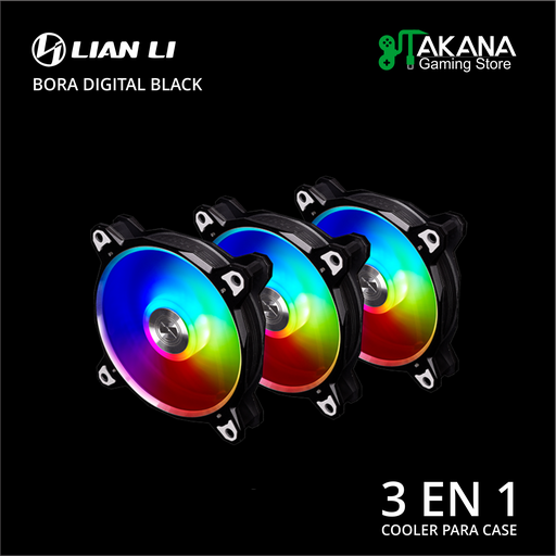 Cooler P/Case Lian Li Bora Digital Black 120mm ARGB Pack 3 en 1